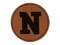 Letter N Uppercase Fun Bold Font Round Iron-On Engraved Faux Leather Patch Applique - 2.5"